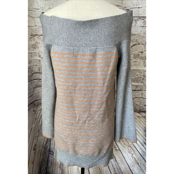 Anthropologie Off Shoulder Grey Striped Women’s‎ Sweater Tunic S Casual - Picture 3 of 4